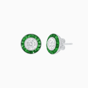 Convertible Halo Stud Earrings with Gemstones Mounting - Shahin Jewelry